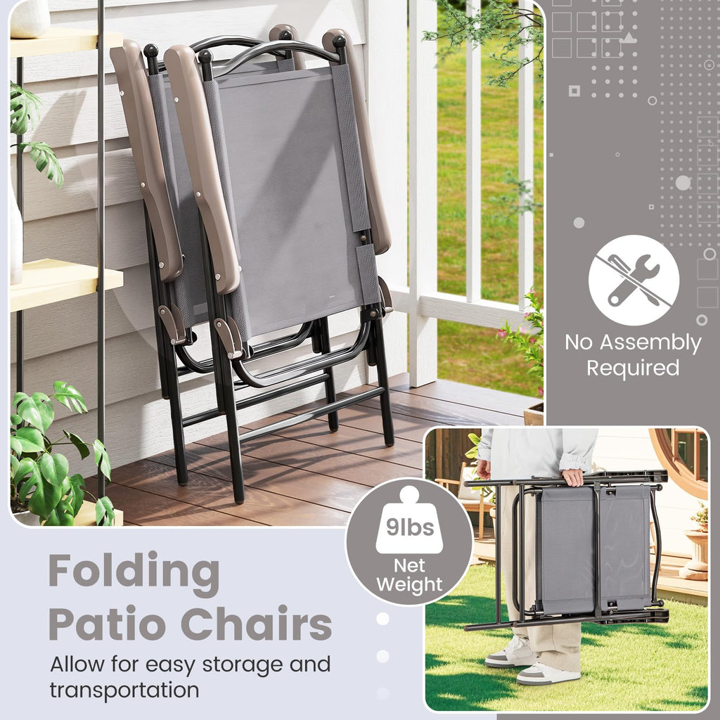 Set of 2 Grey Patio Folding Chairs D49719