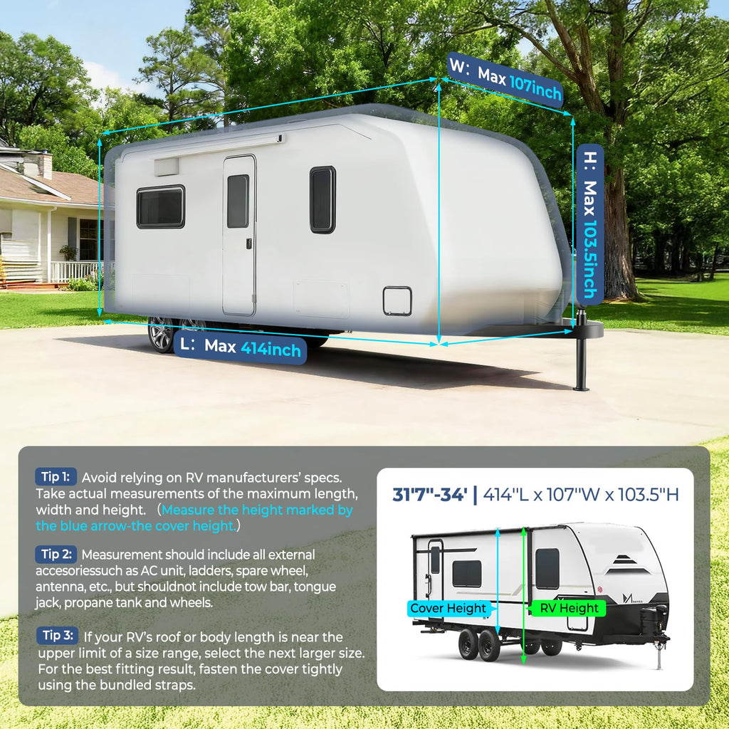 9-Layer Heavy Duty Waterproof Travel Trailer RV Cover P68780