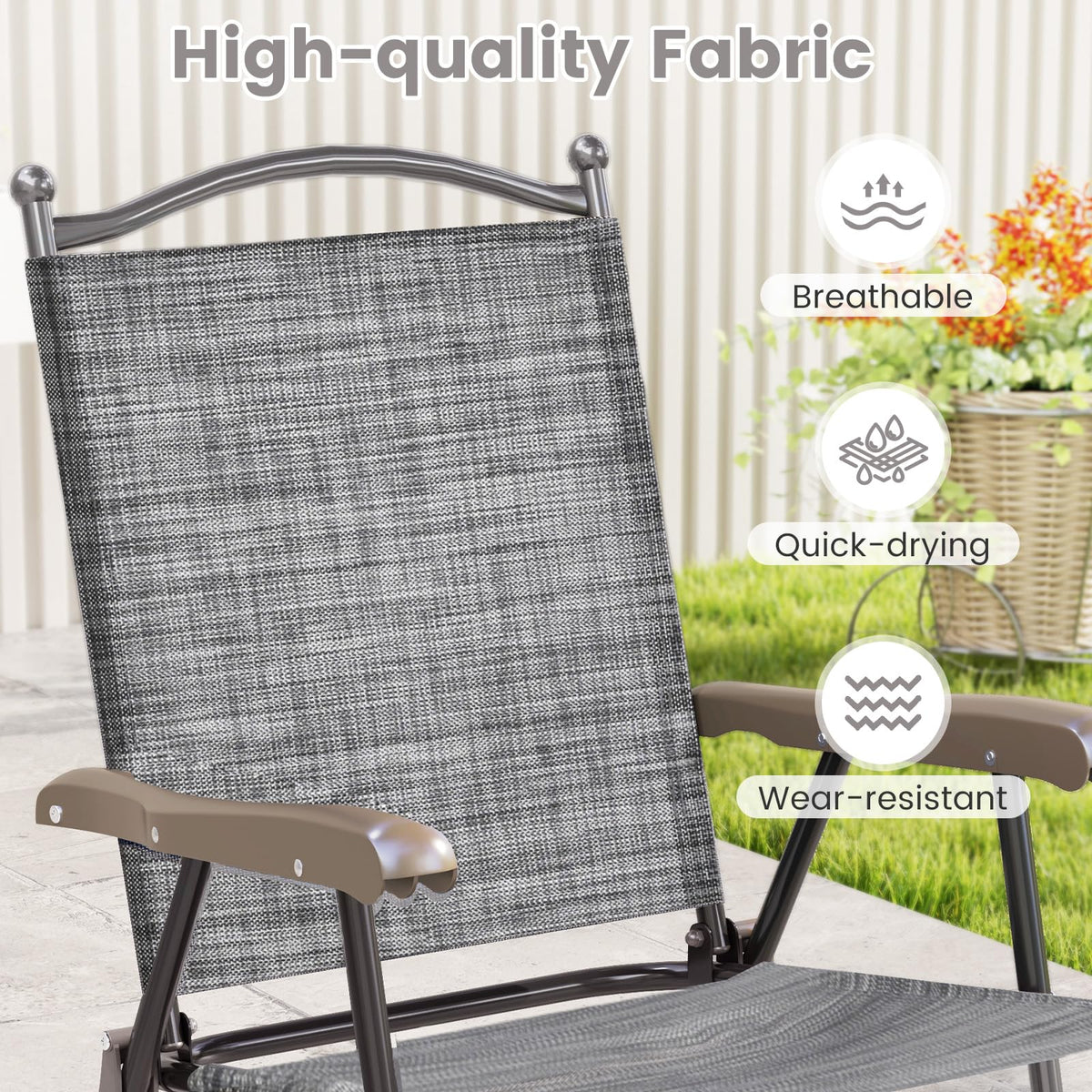 Set of 2 Grey Patio Folding Chairs D49719