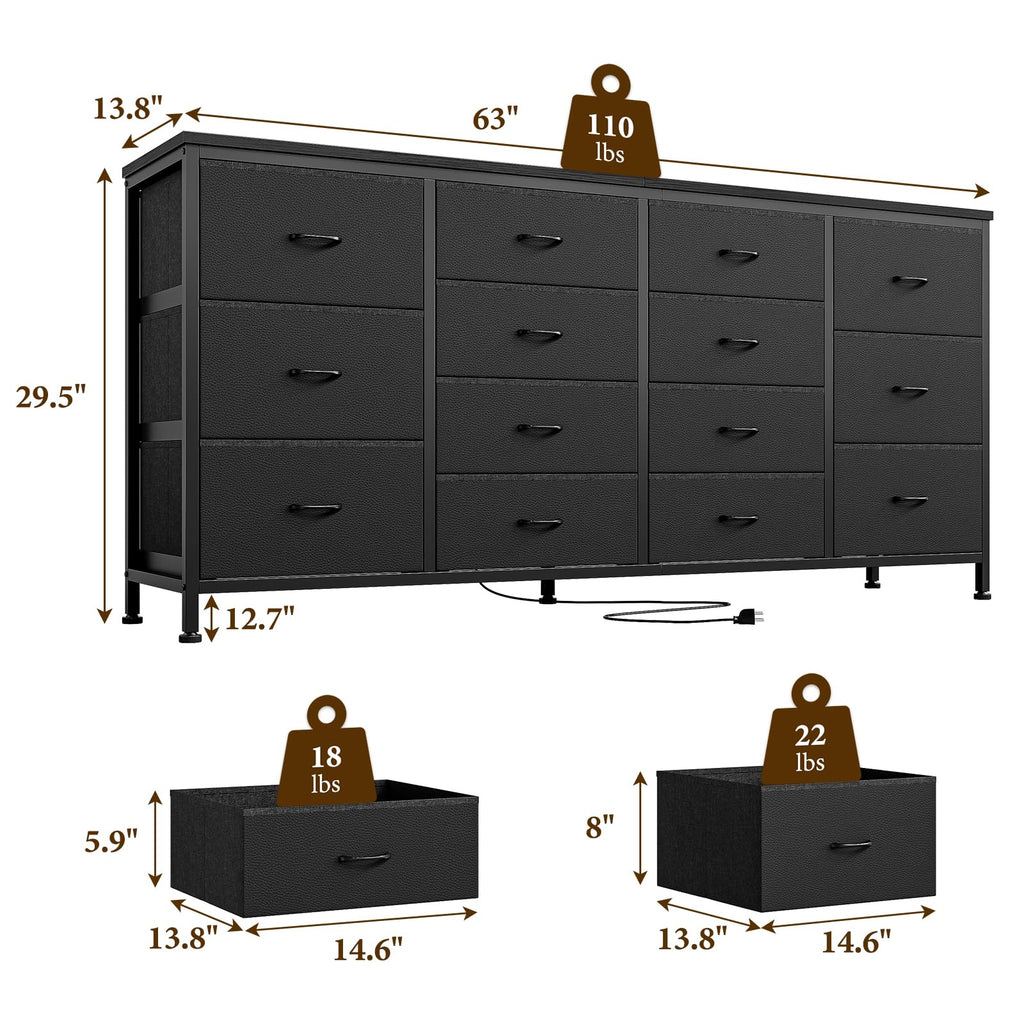 Black 14 Drawer Dresser TV Stand B852