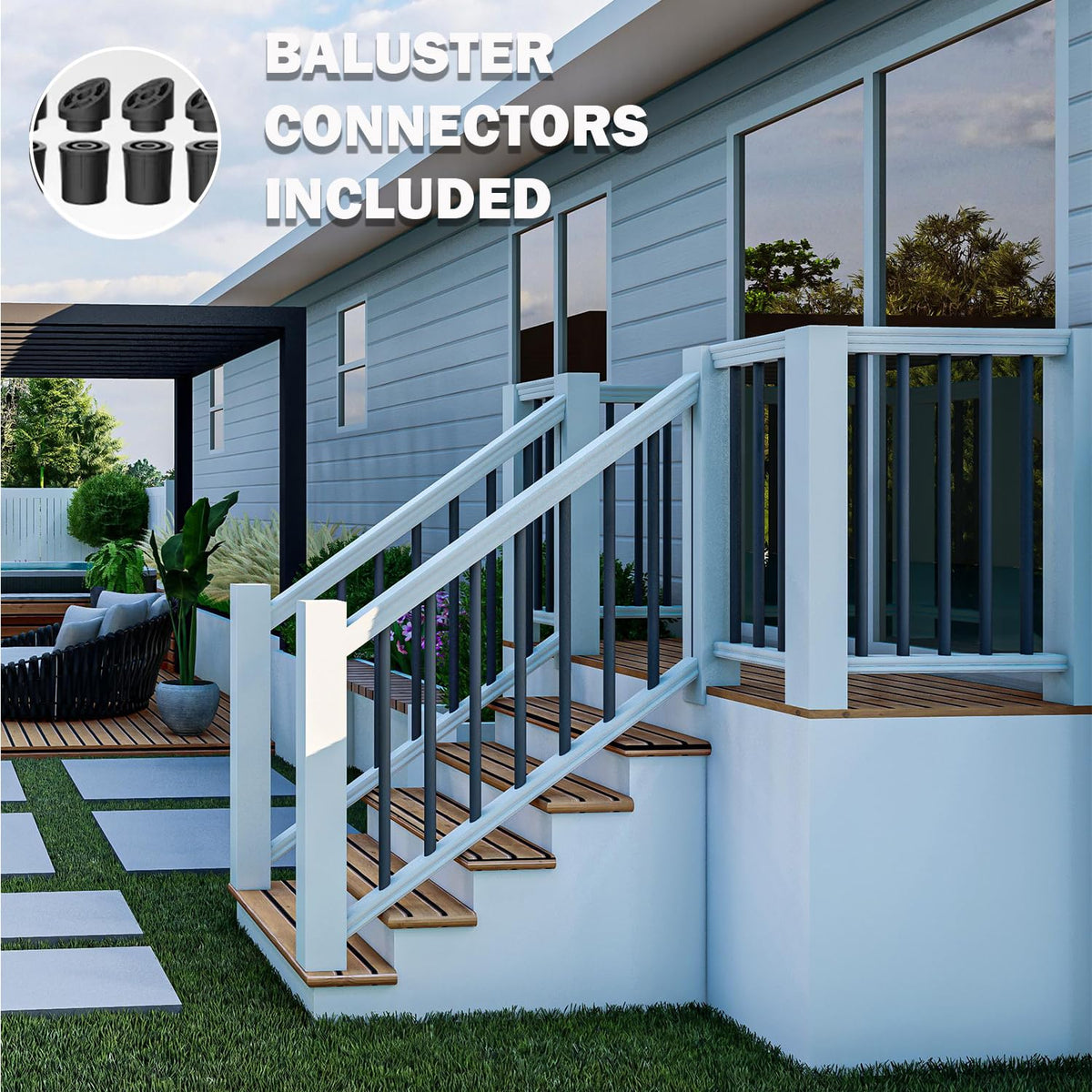 105 Pack 26" Black Aluminum Deck Balusters N483