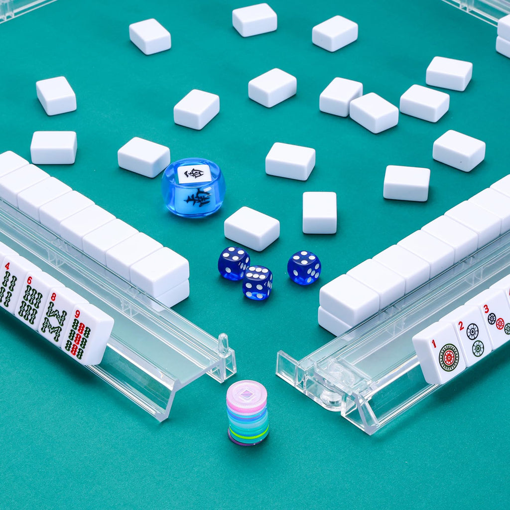 Clear Acrylic Mahjong Tile Rack and Pusher Set of 4 M513