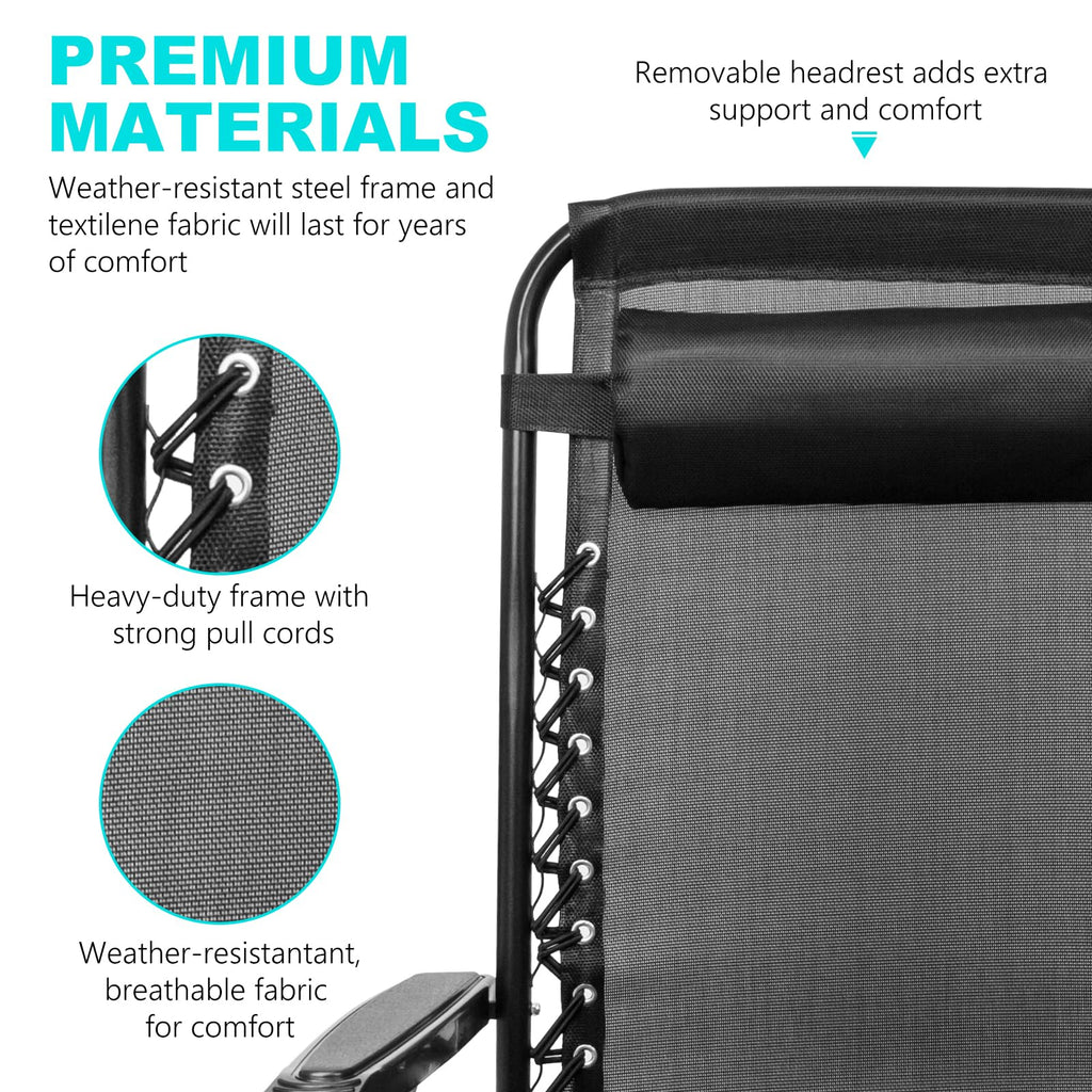 Set of 2 Adjustable Steel Mesh Zero Gravity Lounge Chair Recliners H992