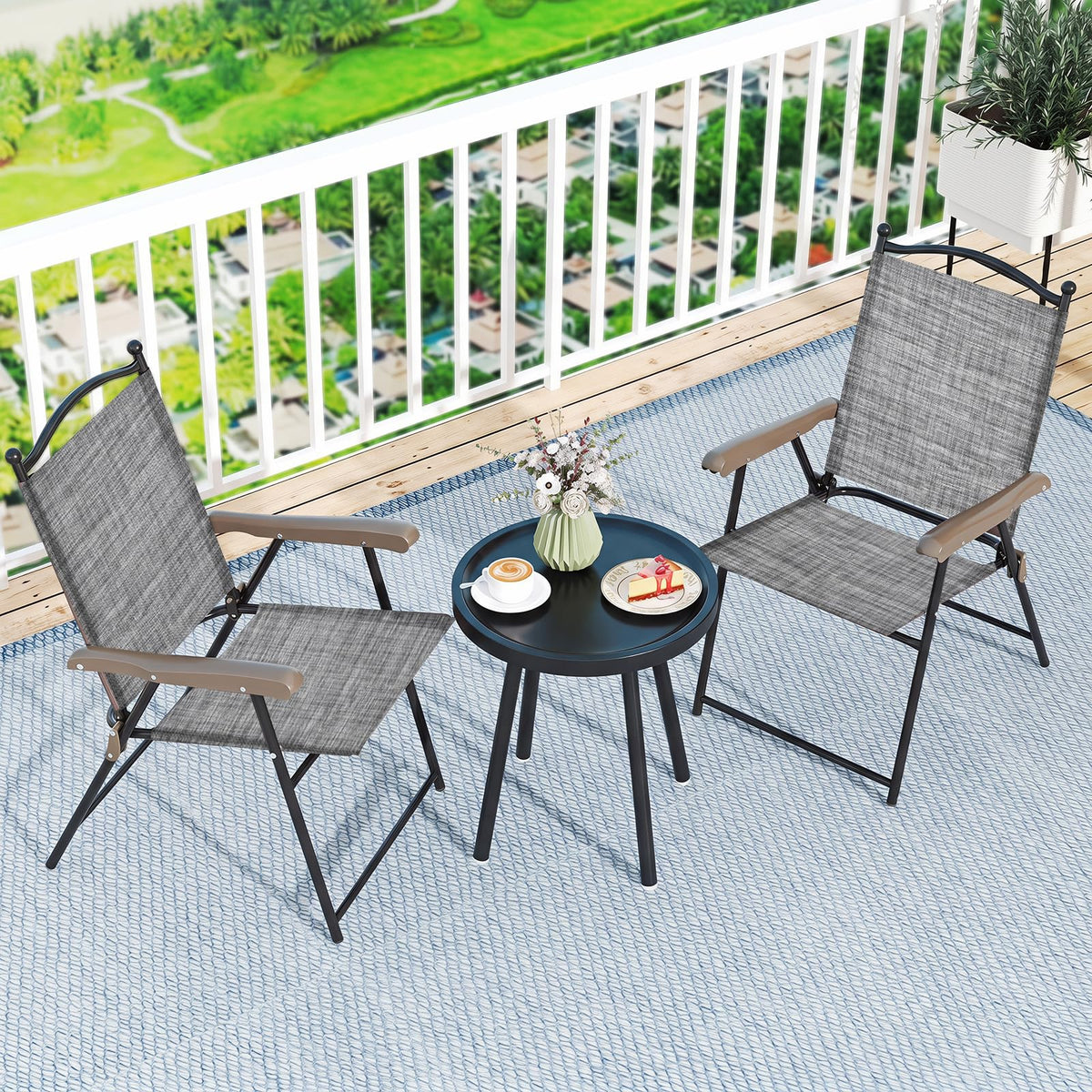 Set of 2 Grey Patio Folding Chairs D49719