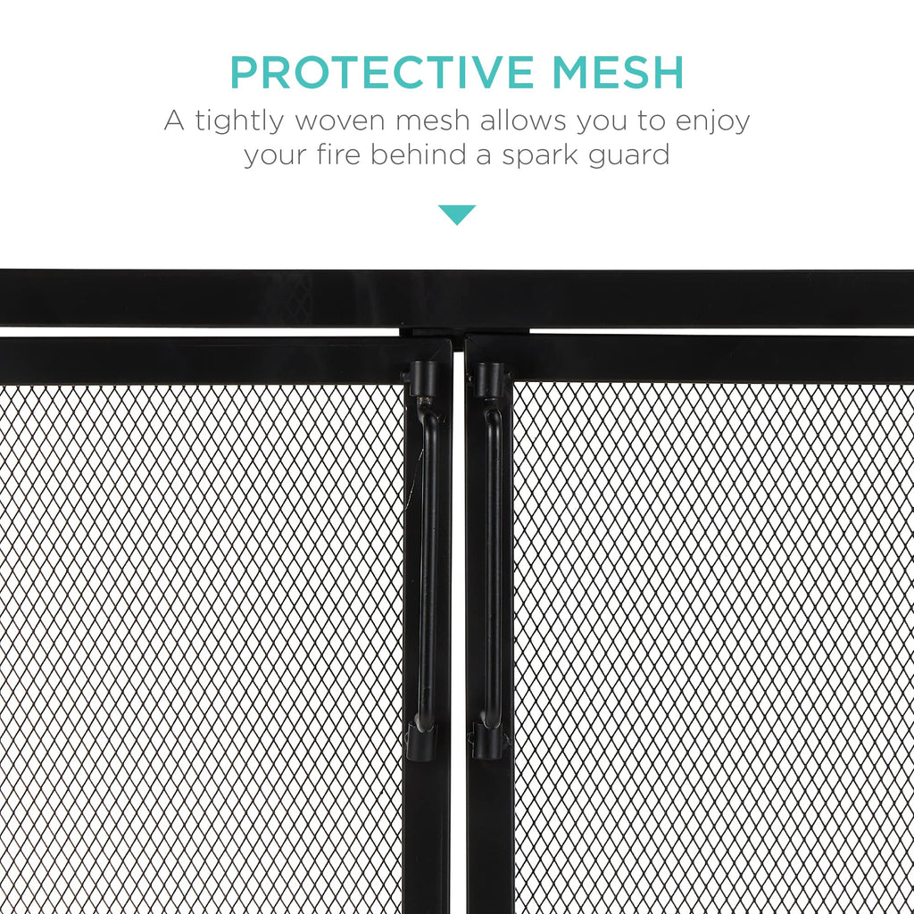 38.5x31in 2-Door Black Wrought Iron Fireplace Screen W218012
