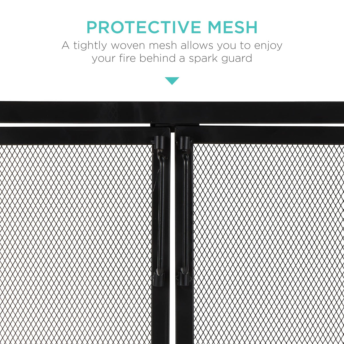 38.5x31in 2-Door Black Wrought Iron Fireplace Screen W218012