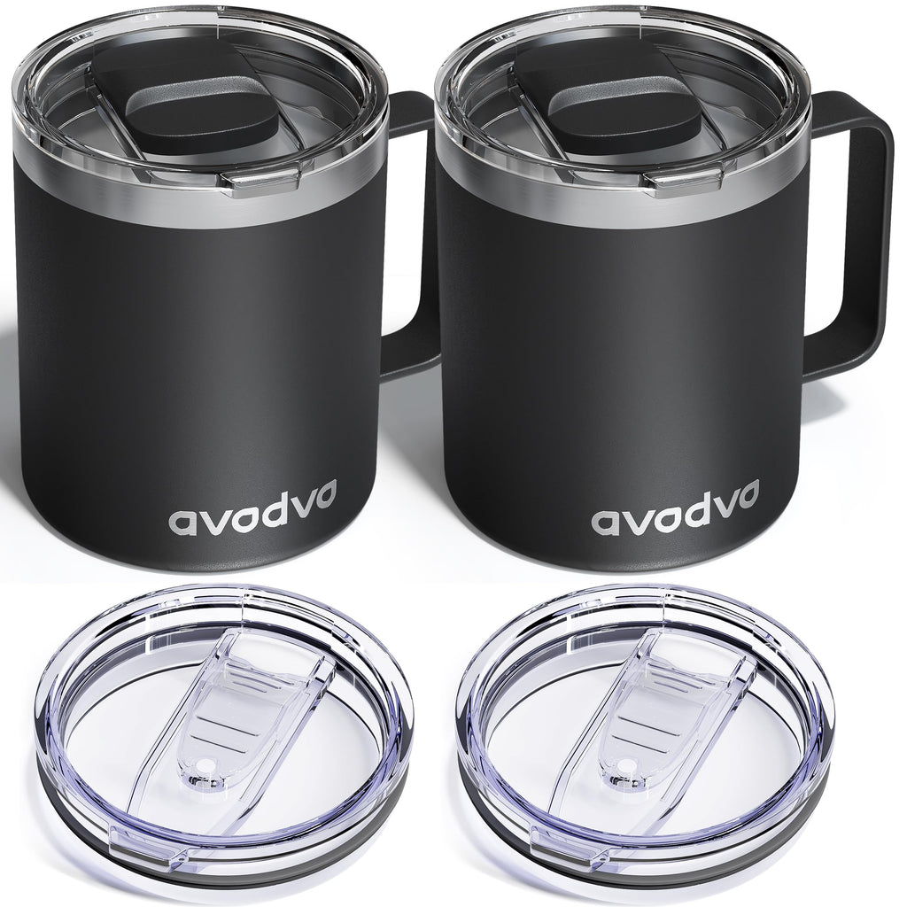 2 Pack 12oz Insulated Stainless Steel Coffee Mug with Lids J522