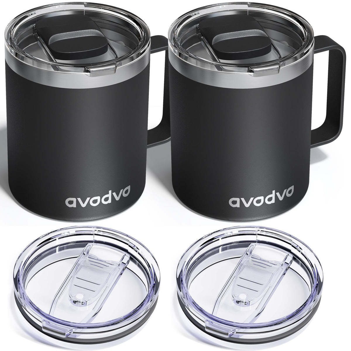 2 Pack 12oz Insulated Stainless Steel Coffee Mug with Lids J522
