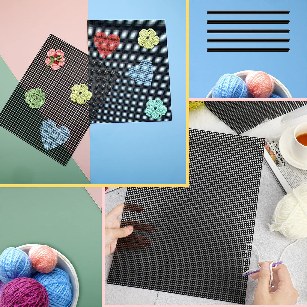 Black 4 Pcs Plastic Mesh Sheets O402719
