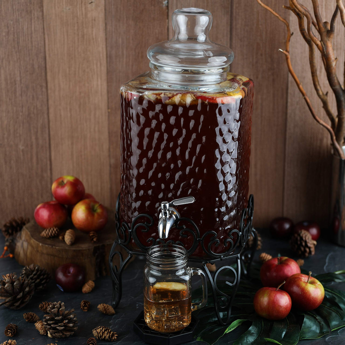 2.5 Gallon Glass Beverage Dispenser with Stand and Stainless Steel Spigot Z4866