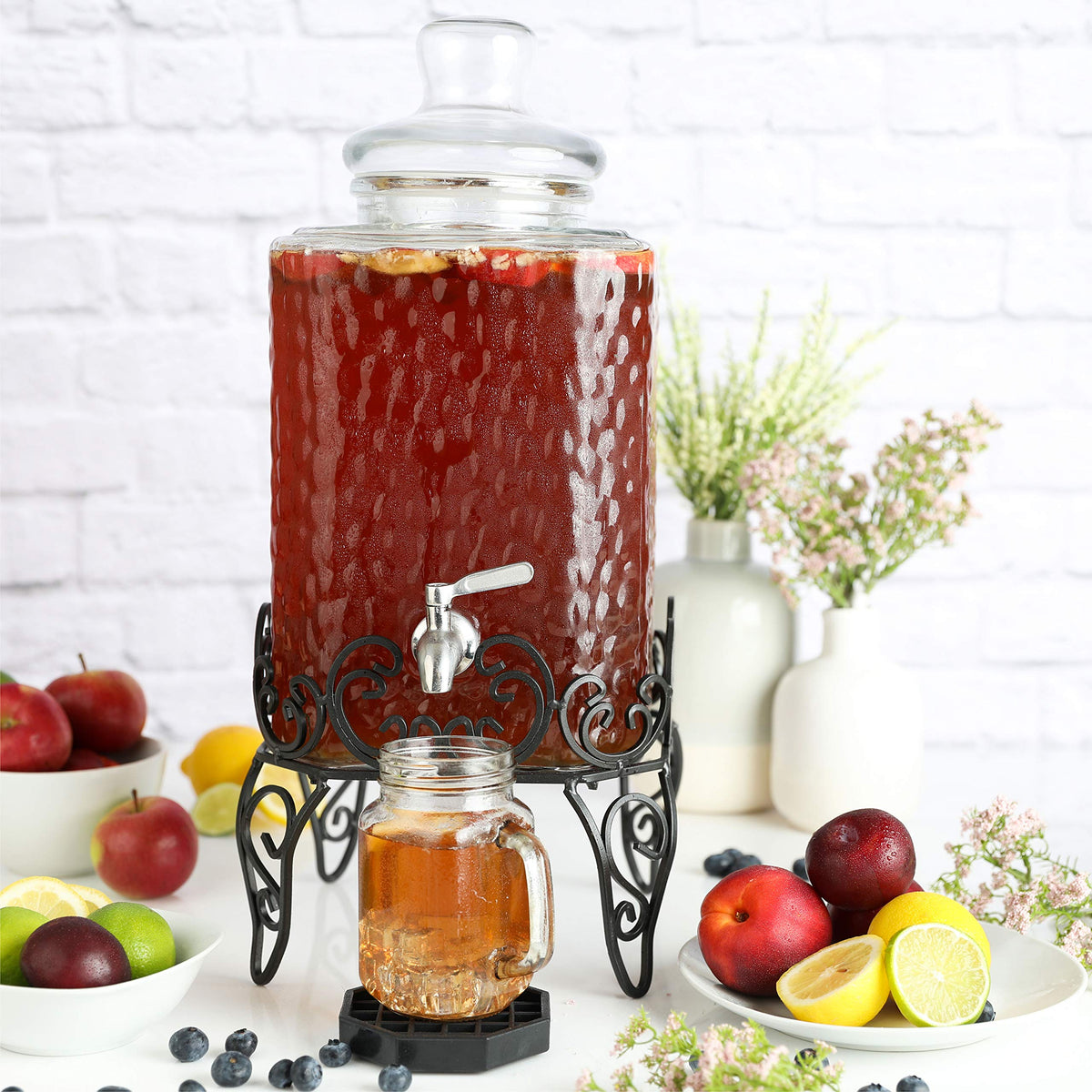 2.5 Gallon Glass Beverage Dispenser with Stand and Stainless Steel Spigot Z4866