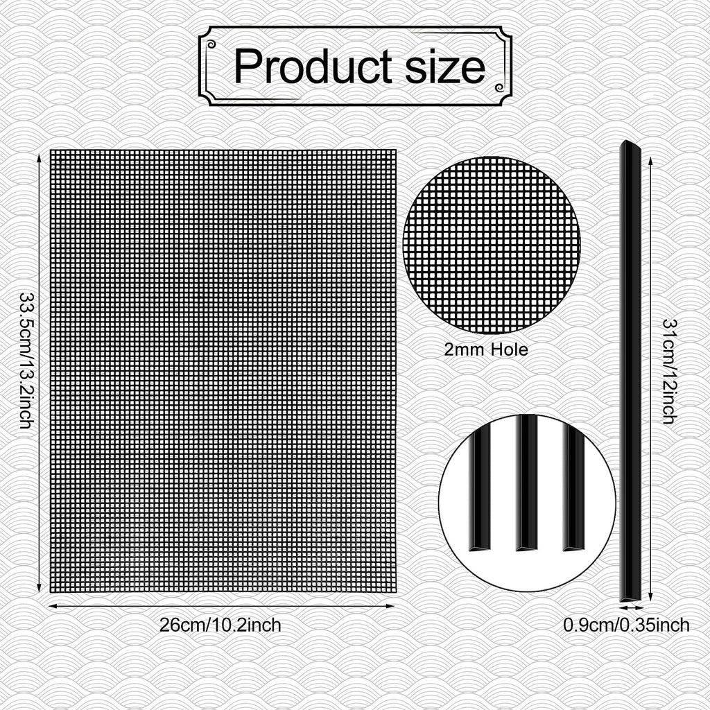 Black 4 Pcs Plastic Mesh Sheets O402719