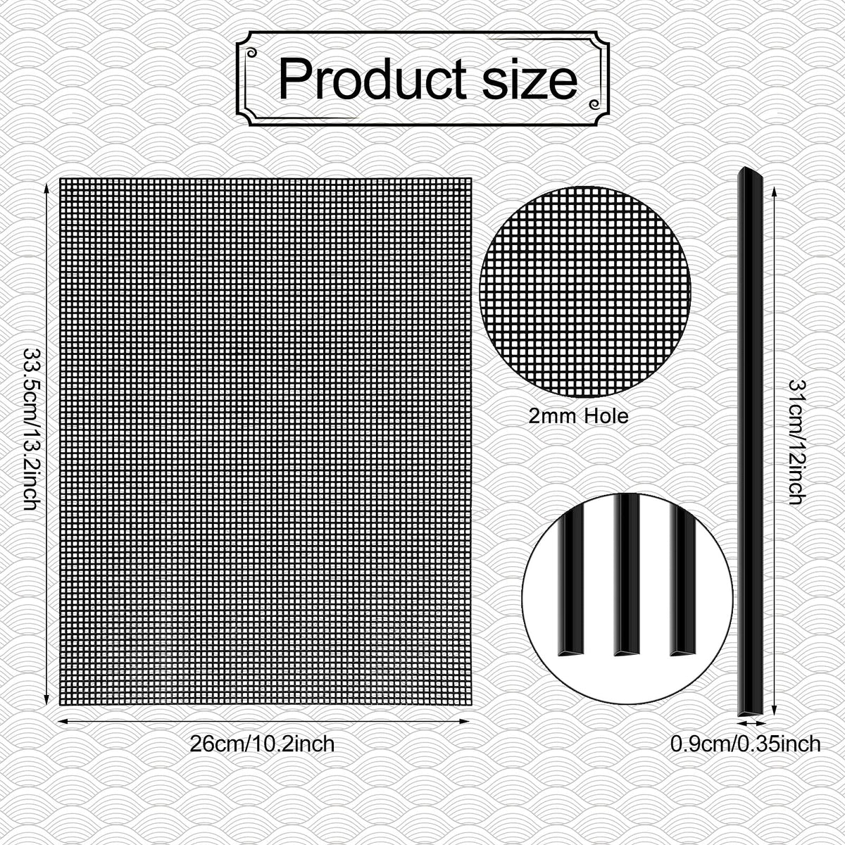 Black 4 Pcs Plastic Mesh Sheets O402719