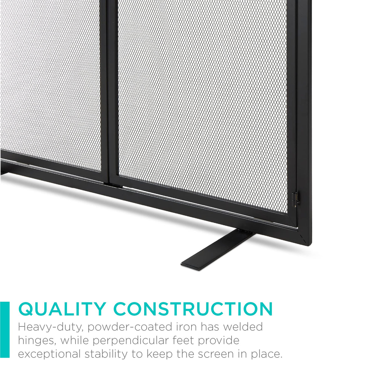 38.5x31in 2-Door Black Wrought Iron Fireplace Screen W218012