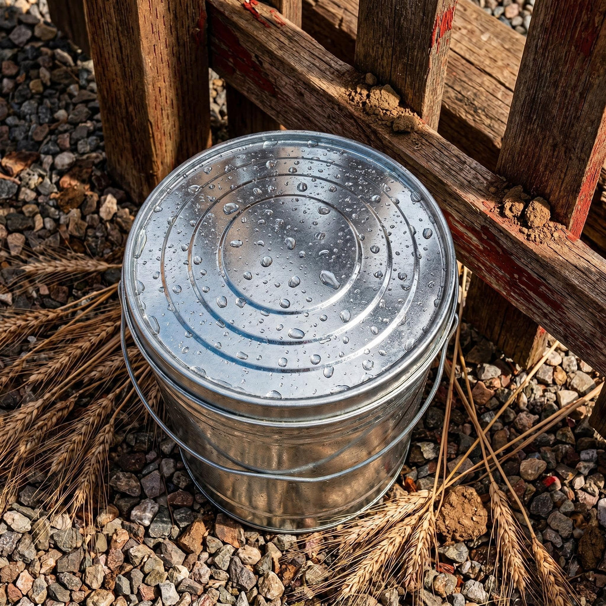 Galvanized Steel Storage Can with Locking Lid A869343