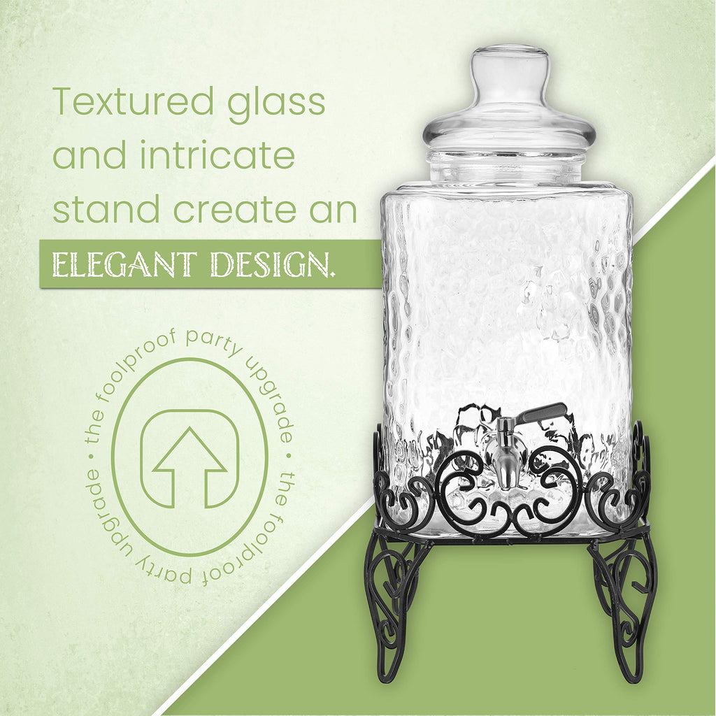 2.5 Gallon Glass Beverage Dispenser with Stand and Stainless Steel Spigot Z4866